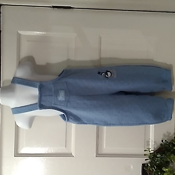 Vintage Oshkosh Baby Bgosh blue 18m penguin 🐧 bibs made in USA 🇺🇸 - Picture 1 of 6